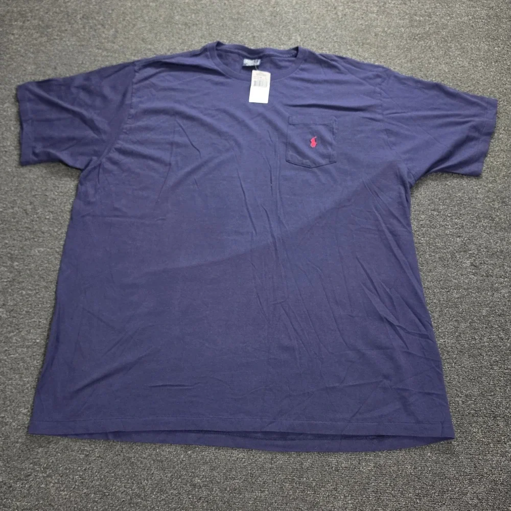 Polo Ralph Lauren Pocket Shirt Mens XXL Navy Blue Cotton Pony Logo Short Sleeve